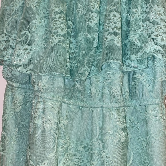 Love Reign blue/green skinny strap dress with lace. Size S. - Picture 6 of 7
